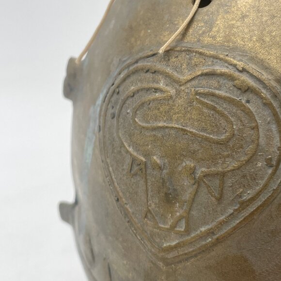 African Buffalo Brass Tribal Pendant Bull Design Cow Bell & Patina Finish - Picture 3 of 5
